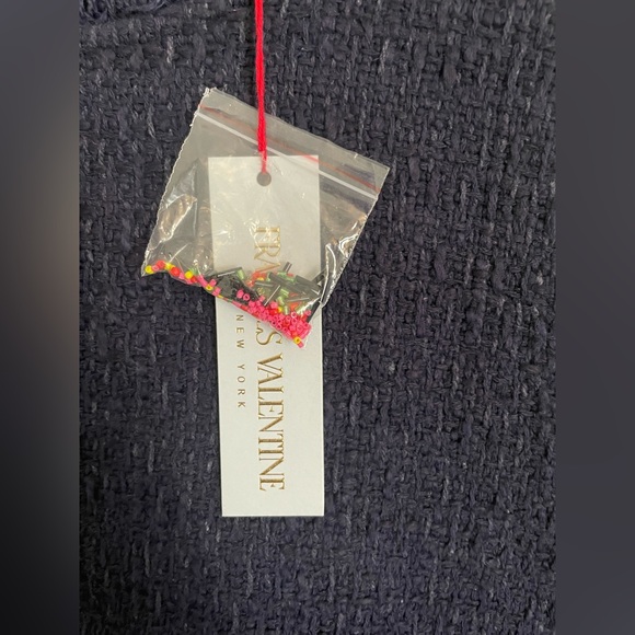 NWT Frances Valentine navy twiggy fringe dress bead embroidered bird - Picture 4 of 7